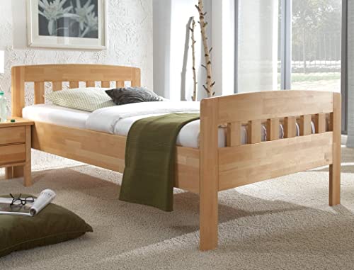 expendio Seniorenbett Siders Comfort Buche massiv Holzbett Farbe und Größe nach Wahl Bettgestell Bett Einzelbett Schlafzimmer, Liegefläche:100 x 200 cm, Holzart:Buche Natur lackiert