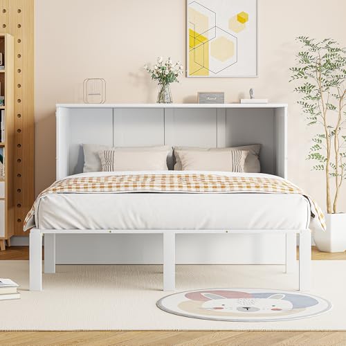 Schrankbett Bed Concept 140x200 cm, Wandbett mit Lattenrost, Klappbett mit Schrank, Wandklappbett, Murphy Bed, Bettschrank, Vertikal Schrankbett Doppelbett Jugendbett Bettgestell, Ohne Matratze, Weiß