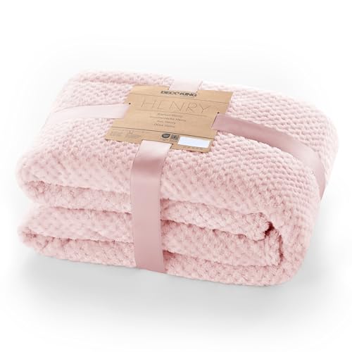 DecoKing Kuscheldecke 170x210 cm rosa Decke Microfaser Wohndecke Tagesdecke Fleece weich sanft kuschelig skandinavischer Stil pink Puder Henry