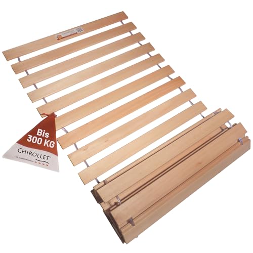 Chirollet® Premium Rollrost 100x200 cm | Ohne Montage & absolut rutschsicher | Belastbar bis 300 kg | Made in Germany | Roll-Lattenrost 100x200 cm aus hochwertigem Vollholz | 10 Jahre Garantie