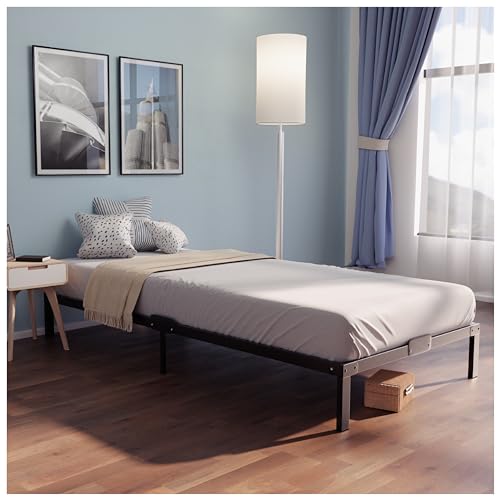 Dreamzie Bett 90x190 aus Metall - Bett 190x90 für Matratze Einzelbett, Höche 35 cm - Großer Stauraum, Leicht zu Montieren und Stabil - Schwarzer Lattenrost