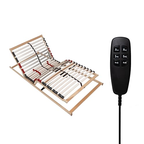 BMM Lattenrost 80x200 cm Super Lux MOT elektrisch verstellbar/Fertig montiert/7 Zonen/für alle Matratzen/Höhe 7 cm/Lattenroste produziert in Deutschland