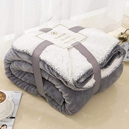 Sherpa Doppelseitige Decke Flauschiger Stoff Extra Weich Fleece Sherpa Bettüberwurf Flauschig und Verbessert Schlaf Grau Kingsize 200 x 240 cm