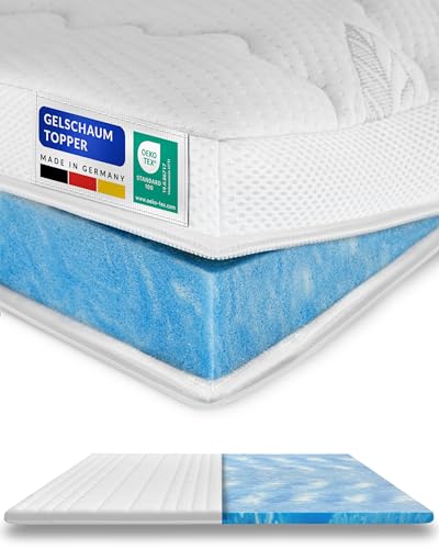 Premium Gelschaum-Topper 150x190 cm mit RG 50 - Hochwertiger Lyocell-Bezug - Antirutschfunktion - Umlaufendes Klimaband - Qualität Made in Germany - Gel-Topper 150 x 190