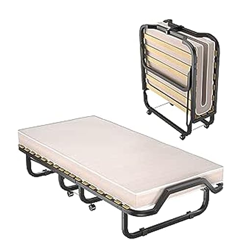 GOPLUS Gästebett 90×200 cm, Einzelbett klappbar mit Memoryschaummatratze, Stahlrahmen, 4 Universalrollen, Klappbett für Gästezimmer, Camping, Büro, Schlafzimmer & Wohnzimmer