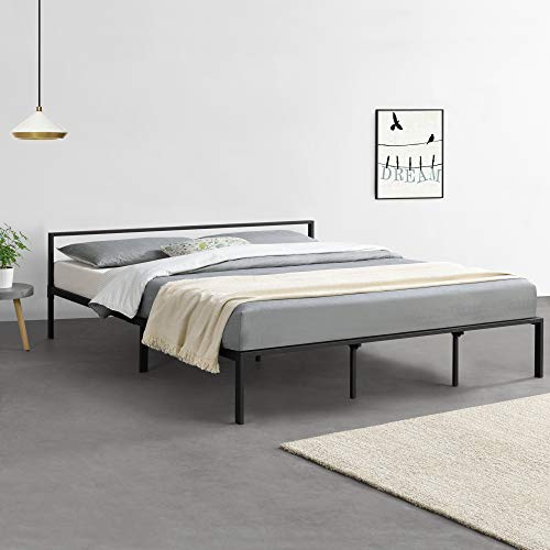 [en.casa] Metallbett 180x200 cm Minimalistisches Bettgestell Bett mit Lattenrost Stahl Schwarz