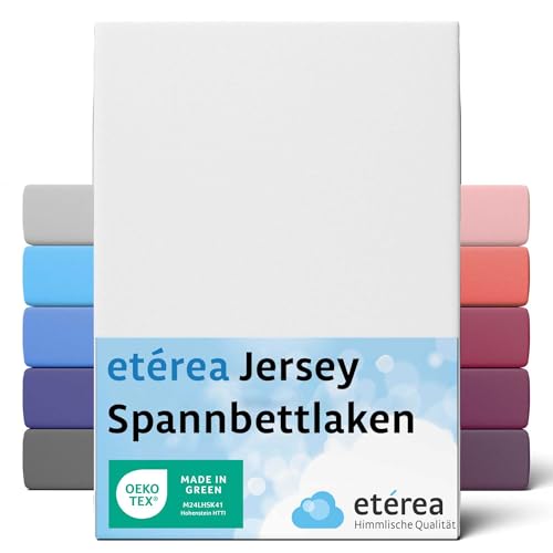ETÉREA Jersey Spannbettlaken 80x160cm - 80x180-100% Baumwolle - Bettlaken Spannbetttuch 80x160cm - 80x180 - Kinder Bed Sheets Cover - Comfort Spannbettlaken Baumwolle - OEKOTEX - Weiss