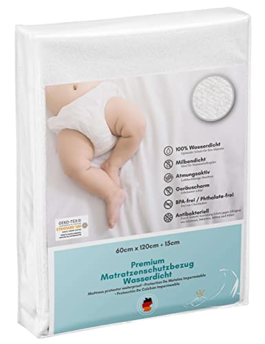 Luxusfeder - Matratzenschutz wasserdicht 60x120 cm - Matratzenschoner Öko-Tex - Bester Nässeschutz - SiShield® Hygieneschutz optimal für Allergiker - atmungsaktiv