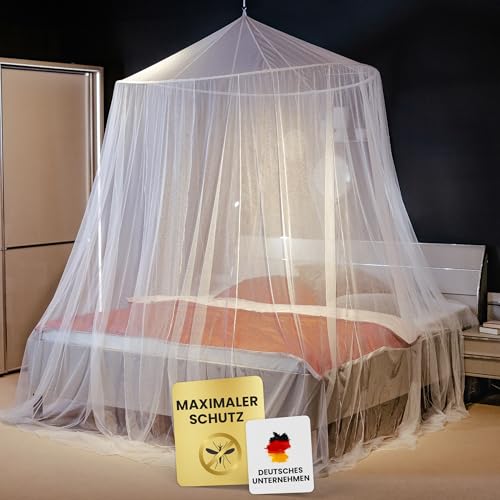 NOMOSQUI Moskitonetz Bett [Rund Riesig]- Mückennetz Outdoor & Zuhause - Fliegennetz für Doppelbett & Einzelbett - Mosquito Netz Reise - Bettvorhang Mückenschutz vor Moskito, Fliegen - Moskitoschutz