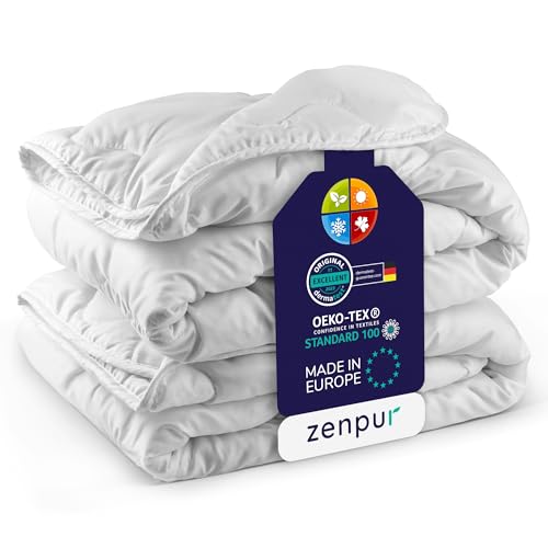 ZenPur Premium Bettdecke 240x220 4 Jahreszeiten, Ganzjahresdecke Steppdecke 240x220 - Warm im Winter & Kühl im Sommer, 2 kombinierbare Bettdecken 240x220