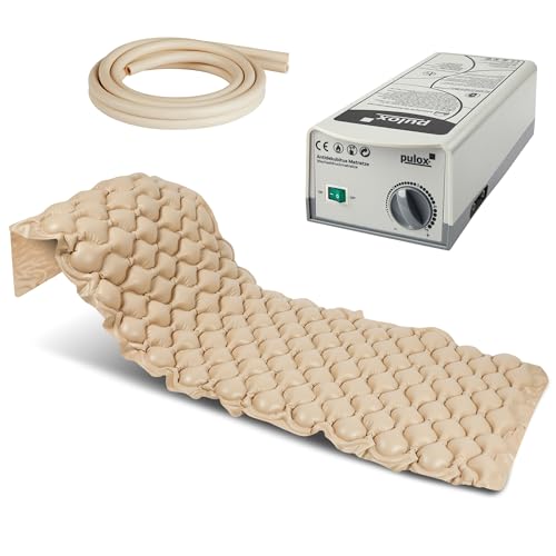 Pulox Antidekubitusmatratze ADM-130 - Wechseldruckauflage mit Pumpe - Geräuscharm (20 db) und belastbar bis 130 kg - Beige