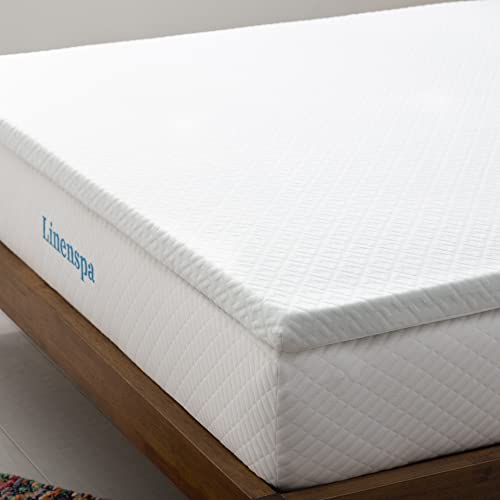 Linenspa Matratzen Topper 160 x 190 cm, 5cm hoch – mit Gel Memory Foam und waschbarem Reißverschlussbezug – Oeko-Tex Matratzenauflage