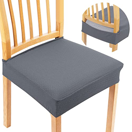 Homaxxy Stretch Spandex Stuhlbezug Sitzfläche, Waschbarer Bezug für Stühle Sitzbezüge für Esszimmerstühle, Anti-Staub Esszimmerstuhl Hussen (Grau, 2er Set)