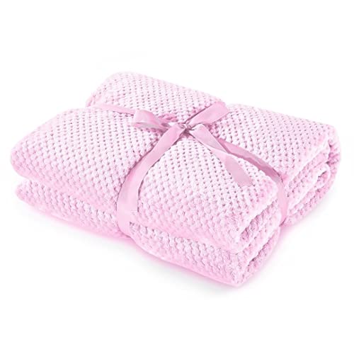 Cotton Market Decke 170x210 cm - Zweiseitig Tagesdecke - Kuscheldecke Flauschig für Wohnzimmer und Schlafzimmer - Sofadecke Blanket - Sofa Überwurfdecke - Fleecedecke - Rosa