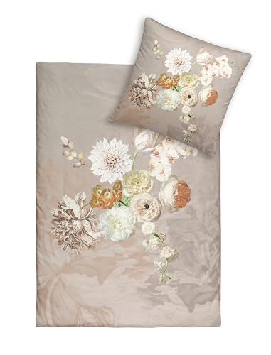 ESTELLA Mako-Satin-Bettwäsche Danika 4026-340, Nougat, Größe:135x200 cm + 80x80 cm