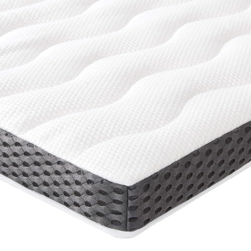 Amazon Basics - Comfort Memoryschaum Matratzenauflage, Plüsch, 150 x 200 cm, 7 cm Höhe, weiß