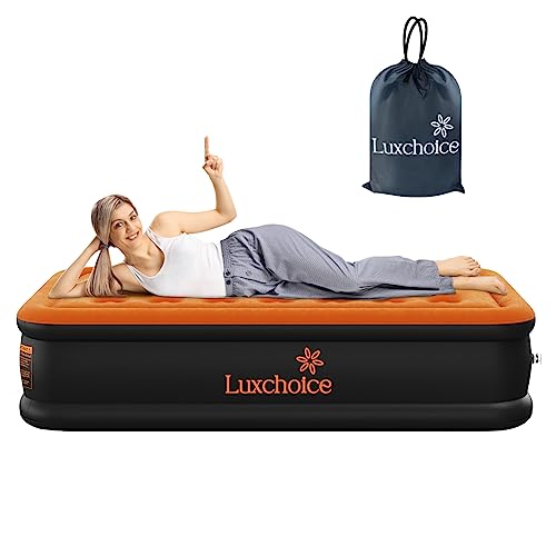 Luxchoice Luftbett Luftmatratze Selbstaufblasend 1 Person mit Integrierter Elektrischer Pumpe Premium Gästebett Aufblasbare Matratze für Camping oder Heimgebrauch