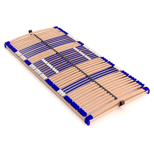 stabiler Lattenrost 100% BUCHE Lattenrahmen - nicht verstellbar, starr - SCHULTERFRÄSUNG, 7 Zonen, 44 Federleisten, Härte-Regulierung, Mittelgurt - FIX COMFORT 44® - fertig montiert (90x220cm)