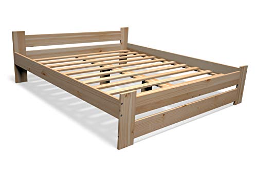 Best For You Massivholzbett Doppelbett Futonbett Massivholz Natur Seniorenbett erhöhtes Bett aus 100% Naturholz mit Kopfteil und Lattenrost viele Größen (180x200 cm)