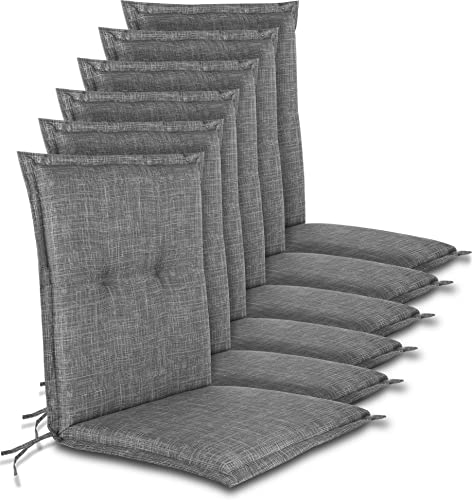 normani 6er-Set Gepolsterte Stuhlauflagen Niedriglehner - Weiche Pflegeleichte Gartenstuhlauflage aus pflegeleichtem und wasserabweisendem Material 100x50 cm Farbe Grau
