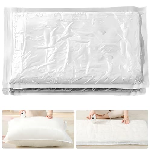 Vakuumbeutel für Matratzen 240x130cm, 2 Stück Groß Vakuum Aufbewahrungsbeutel, Wiederverwendbar Staubsauger Vakuumierbeute mit luftdichtem Ventil für Matratzen Kleidung Bettdecken Bettwäsche
