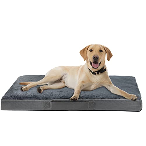 Nepfaivy Hundebett Hundekissen Grosse Hunde - Orthopädisches Hundebett Flauschig mit Eiförmigem Hunde Matratze, 105x70x7.6cm Hundematte mit Abnembarer, Waschbarer Hülle und Rutschfestem Boden