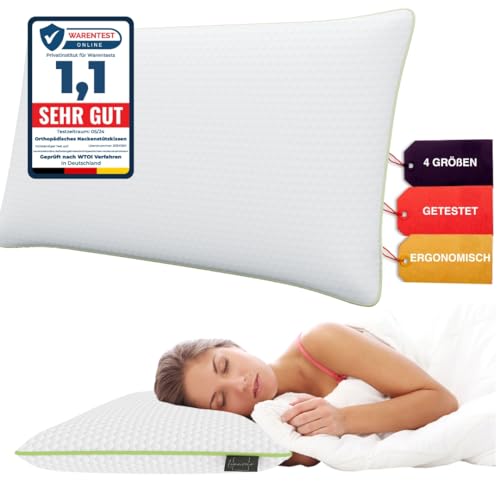 Limarmo Orthopädisches Nackenstützkissen für 80x40, 800x400 mm, viscoelastisches Kissen, Visco Kopfkissen, Kissen, Nackenkissen Memory-Schaum, Viscoschaum, Schlafen,weiß (710 x 420 x 150 mm)