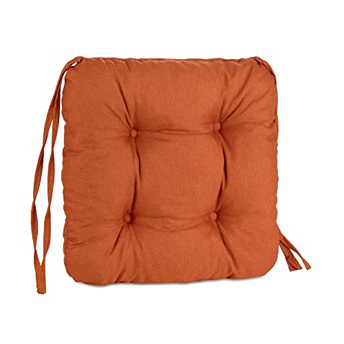 Pillows24 Stuhlkissen 4er Set, Sitzkissen mit Steppung 40x40 cm, Sitzpolster für Outdoor geeignet, Bequemes Sitzpolster mit befestigungs Bändern für Gartenmöbel oder Stuhl (orange)