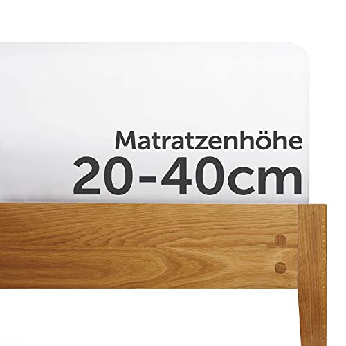Blumtal Luxus Boxspringbett Spannbettlaken 180x200cm - 200x220, bis 40cm Höhe - Oeko-Tex Zertifizierte Baumwoll Bettlaken - 180x200 I 180x220 I 200x200 für Boxspring- & Wasserbett, Weiss