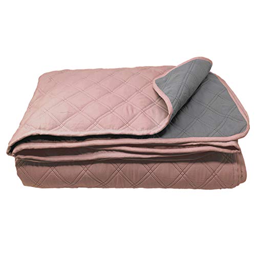 HOMELEVEL Tagesdecke Bett & Sofaüberwurf 220cm x 200cm Bettüberwurf Sofa Tages Decken Betthusse XXL Decke Überwurf Altrose/Grau