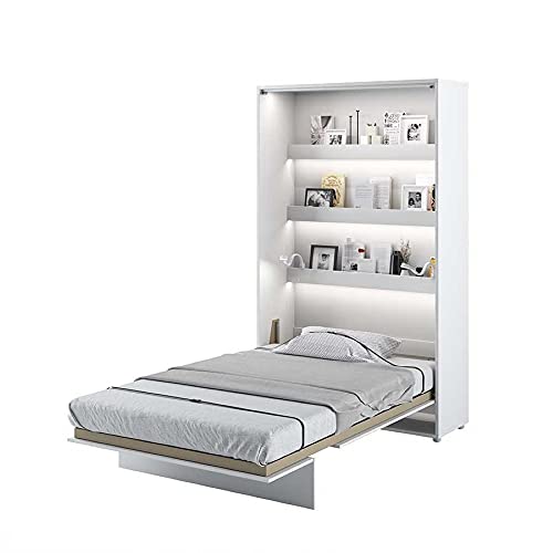 Schrankbett LENART Wandklappbett 120x200 BED CONCEPT Gästebett Vertical Weiß Hochglanz