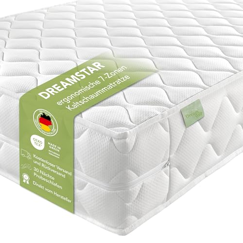 DREAMSTAR Ergo Flex XXL Duo I ergonomische 7-Zonen Kaltschaummatratze I 22 cm hoch I Öko-Tex Zertifiziert I Härtegrad 2 und 3 I 90 x 200 cm