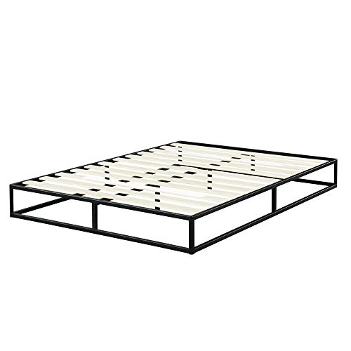 Olee sleep 22cm Modernes Metall-Plattform-Bettgestell / Bett / Metall / Metall-Bettgestell / Holzlatten / Matratzenrahmen / Holzlattenrost / Kein Boxspring erforderlich / 90 x 200cm / Twin / Schwarz