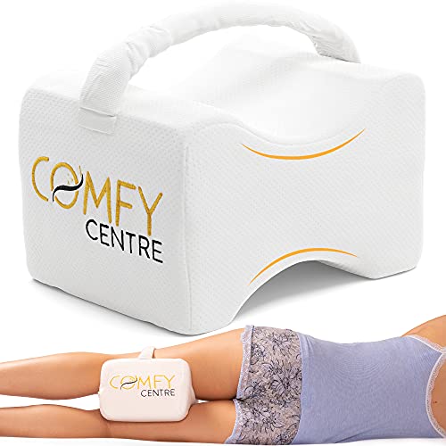 COMFYCENTRE® Hochwertiges Kniekissen Für Seitenschläfer mit Band - Orthopädisches und Ergonomisches Beinkissen aus Memory Foam - Knie Kissen - Komfortables Visco Schlafkissen Für Beine und Knie