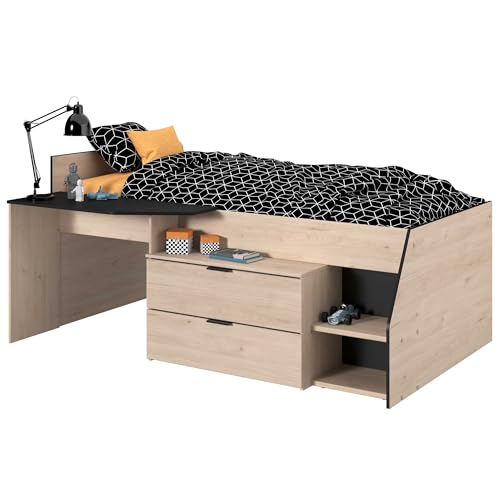 Parisot Multifunktions Hochbett Milky 2' Industrial Style/Eiche Jackson