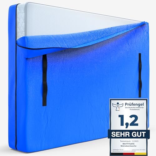 Mattysafe Matratzen Tasche 160x200 - Wasserabweisend & Robust mit 8 Tragegriffen - Matratzenhülle zur Aufbewahrung beim Umzug oder bei Einlagerung - Matratzenschutzhülle, Mattress Storage Bag