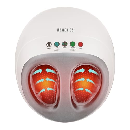 HoMedics Shiatsu Fußmassagegerät mit Wärmefunktion, Kneten und Luftkompression, Lindert Schmerzen bei Plantarfasziitis, Baut Stress ab und belebt müde Füße, 3 Intensitätsstufen