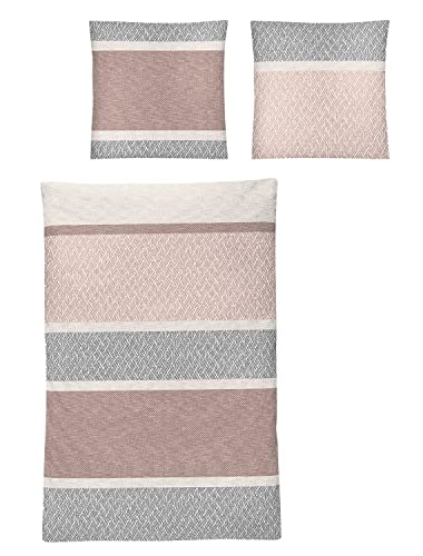 Irisette Edel-Feinbiber Bettwäsche Set Bettwäsche 2 teilig Bettbezug 135 x 200 cm Kopfkissenbezug 80 x 80 cm Feel 8306-21 rosa