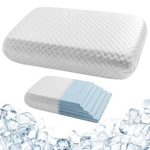 MetersGod Kühlender Höhenverstellbares Memory Foam kopfkissen 40x60-2 bis 13cm Höhe, Ergonomisches Kissen, Einstellbares Nackenkissen für alle Schlafpositionen mit Waschbarem Bezug für Allergiker