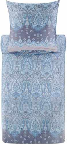 Bassetti Baumwollsatin-Bettwäsche-Garnitur ISOLABELLA Farbe AZURBLAU C1 Größe 155x220+80x80