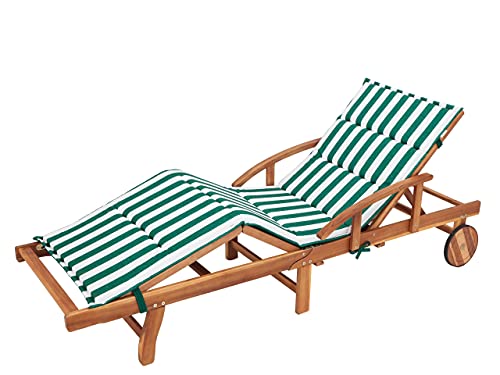 Bjird® Liegenauflage, Auflage für Gartenliege 185 x 56 x 4 cm, Auflagen für Deckchair, Polsterauflage für Sonnenliege, Kissen für Liegestuhl - Grün mit Streifen