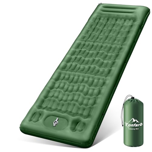 Tonfarb Isomatte Camping Selbstaufblasend, 12CM Verdicktes Aufblasbare Matratze mit Fußpresse Pumpe, Kleines Packmaß Wasserdicht Luftmatratze Outdoor, Anti-Ripstop Schlafmatte für Wandern und Strand