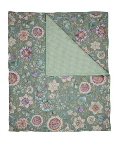 PiP Studio Viva Las Flores Quilt Farbe Green Größe 220x260 Tagesdecke Steppdecke Blumen