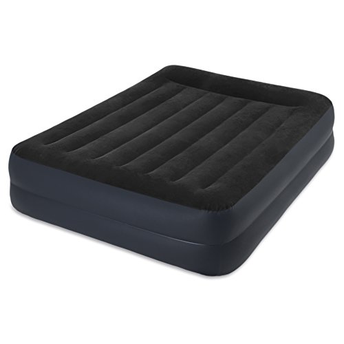 Intex Erwachsene Queen Pillow Rest Raised Airbed W/Fiber-Tech Bip, Top: Black/Bottom: Blue, 152 x 203 x 42 cm, 64124