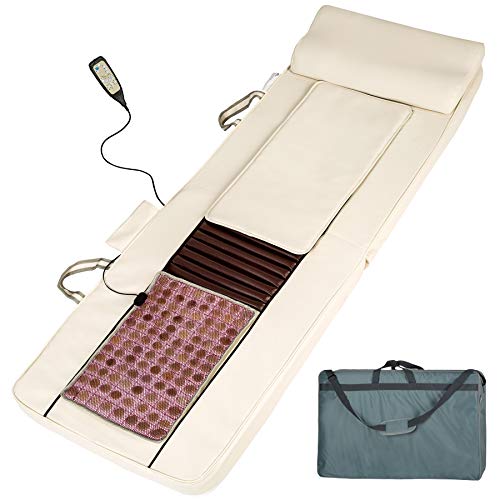 tectake® Luxus Shiatsu Massage Matratze mit Jadestein Wärmematte + Wärmefunktion + Fernbedienung