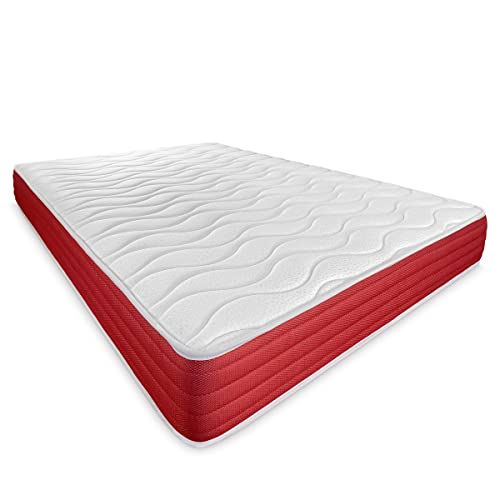 DUÉRMETE ONLINE Viskoelastische Matratze Lite wendbar, fest und bequem, sehr atmungsaktiv, für Winter/Sommer, Memory-Schaum Anti-Milben und antibakteriell, weiß, 80x190