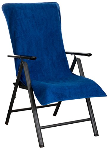 Brandsseller Frottee-Schonbezug für Gartenstuhl und Gartenliege sowie als Strandliegenauflage - aus 100% Baumwolle - ca. 65 x 130 cm (Blau)