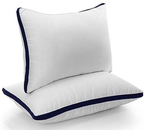 Utopia Bedding Kopfkissen (2er Set), 50 x 70 cm Schlafkissen, Gebürsteter Stoff Bezug Bettkissen, Premium Qualität Weich et Atmungsaktiv Kissen (Marineblau)