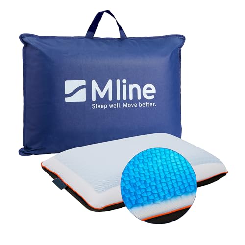 M line | Fresh Pillow | Kühlendes Kopfkissen mit Patentierte Gel - Ergonomisches Gelkissen mit Memory Foam - Blau/Weiß - 60 x 40 x 13 cm