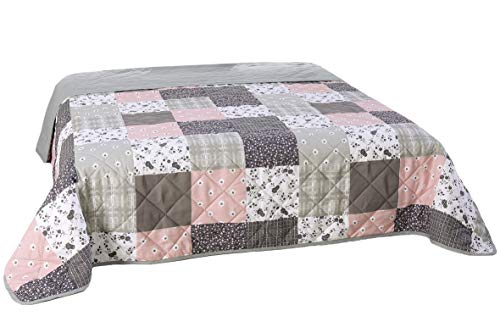 MB Warenhandel24 XXL Tagesdecke Allzweckdecke 220x240 cm Patchwork Landhaus Sofa Bettüberwurf (Luna Patchwork, ca. 220x240 cm)